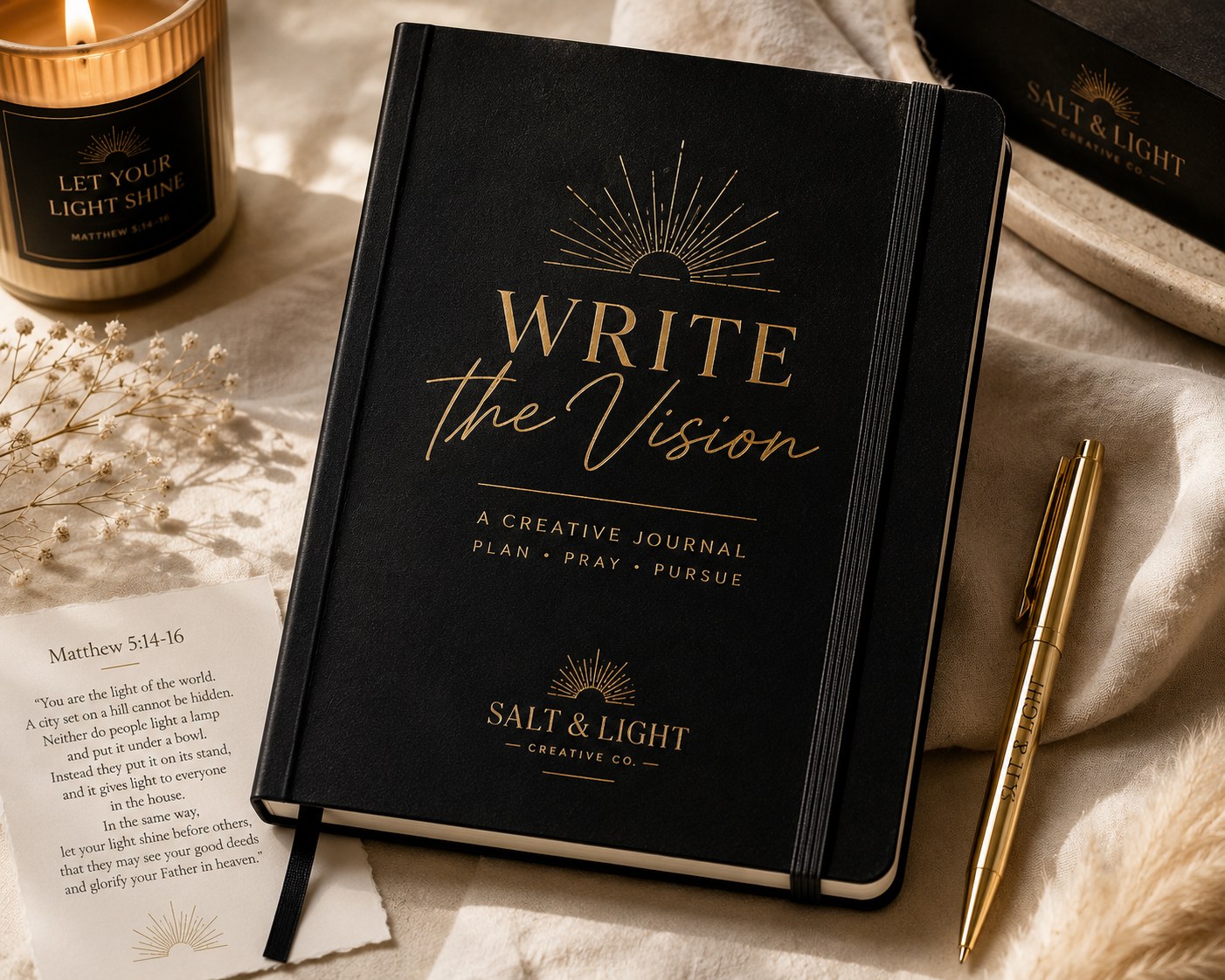 Salt and Light branded creative journal product mockup